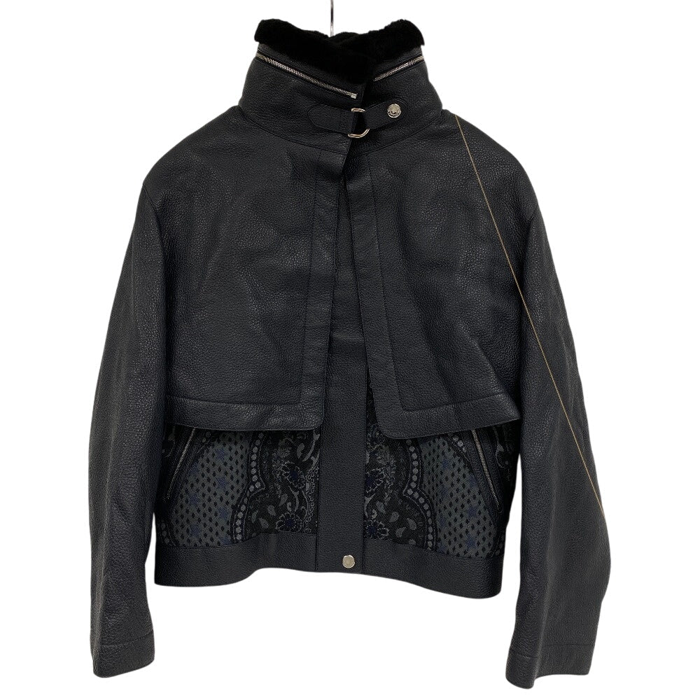 HERMES Riders jacket Sheepskin, Cashmere black liner vest mens 34 Used Authentic