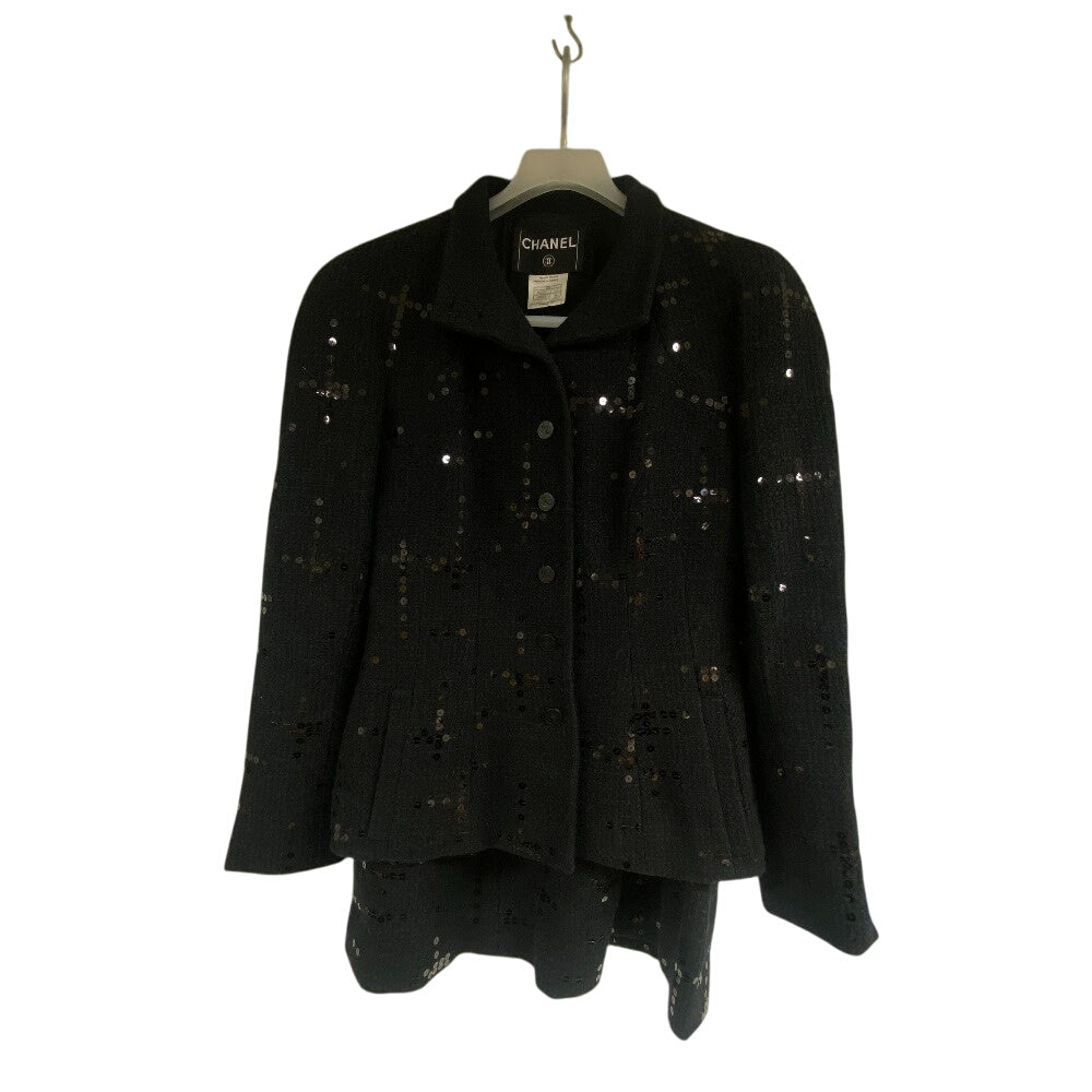 CHANEL setup P19919V11517 cotton black setup Sequin Women 38 Used Authentic