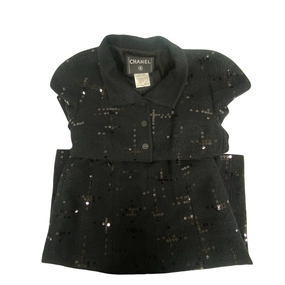 CHANEL setup P19919V11517 cotton black setup Sequin Women 38 Used Authentic