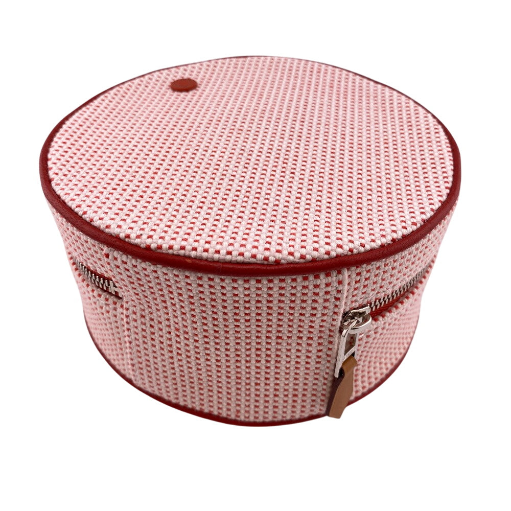 HERMES Pouch canvas Red Evasion Women Used Authentic