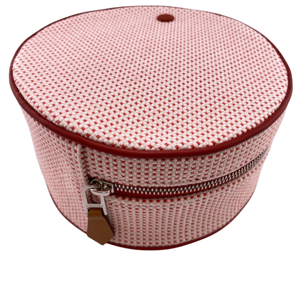 HERMES Pouch canvas Red Evasion Women Used Authentic