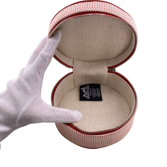 HERMES Pouch canvas Red Evasion Women Used Authentic