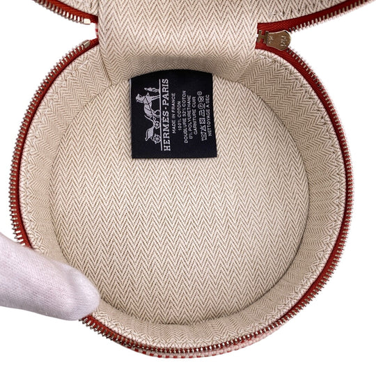 HERMES Pouch canvas Red Evasion Women Used Authentic
