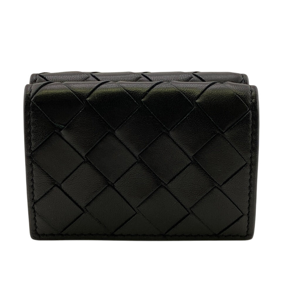 BOTTEGAVENETA Tri-fold wallet leather black MAXI INTRECCIATO