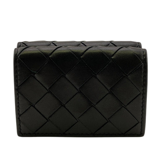 BOTTEGAVENETA Tri-fold wallet leather black MAXI INTRECCIATO