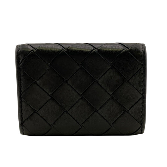 BOTTEGAVENETA Tri-fold wallet leather black MAXI INTRECCIATO