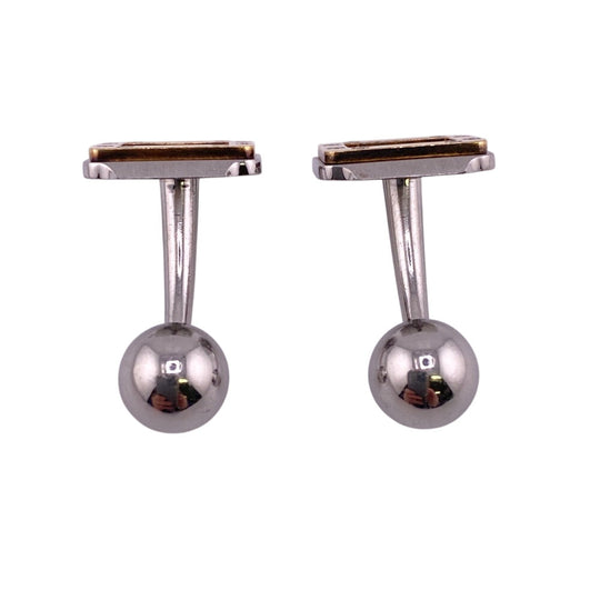 CARTIER cuffs K18 yellow gold Silver Cufflinks K18xStainless Steel or et acier Santos mens Used Authentic