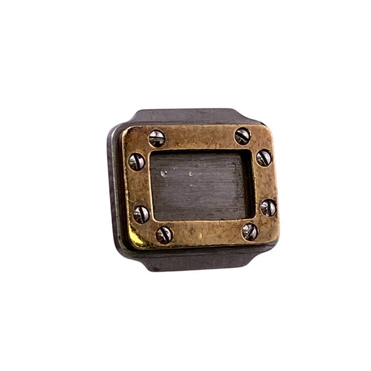 CARTIER cuffs K18 yellow gold Silver Cufflinks K18xStainless Steel or et acier Santos mens Used Authentic