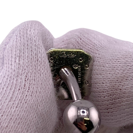 CARTIER cuffs K18 yellow gold Silver Cufflinks K18xStainless Steel or et acier Santos mens Used Authentic