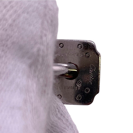 CARTIER cuffs K18 yellow gold Silver Cufflinks K18xStainless Steel or et acier Santos mens Used Authentic