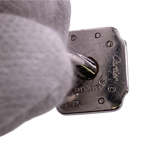 CARTIER cuffs K18 yellow gold Silver Cufflinks K18xStainless Steel or et acier Santos mens Used Authentic