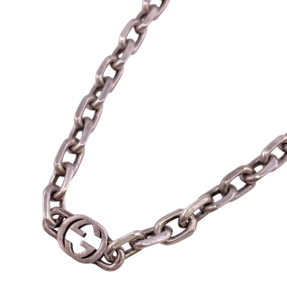 GUCCI Necklace Silver925 Silver Interlocking G(Unisex) Used Authentic