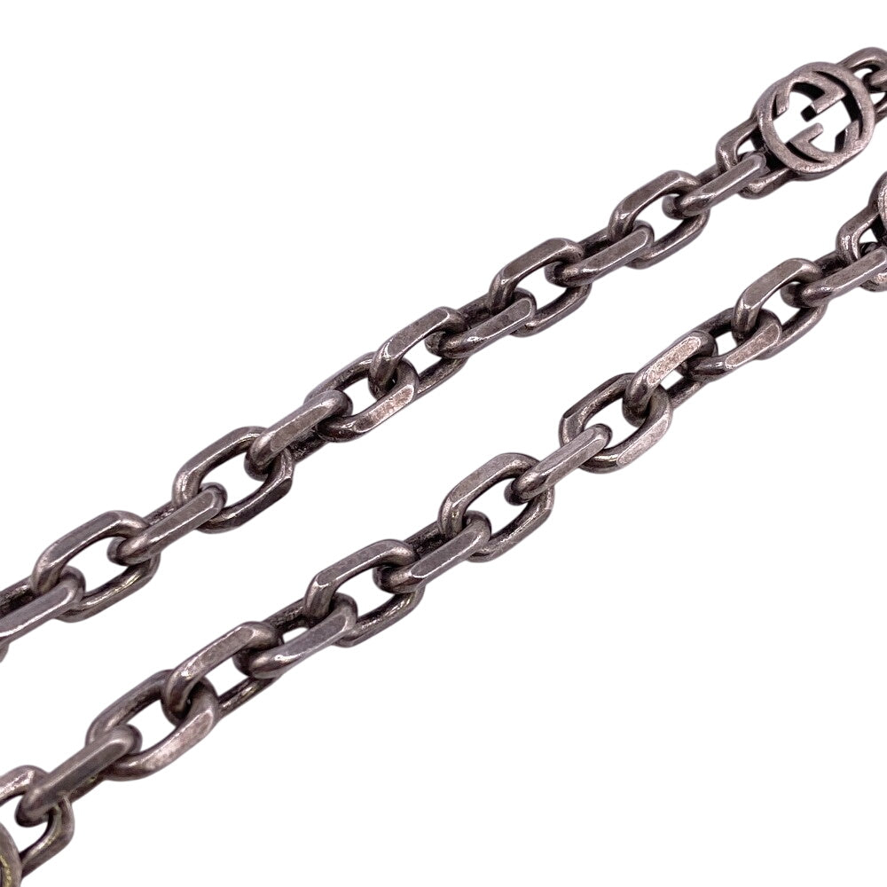 GUCCI Necklace Silver925 Silver Interlocking G(Unisex) Used Authentic