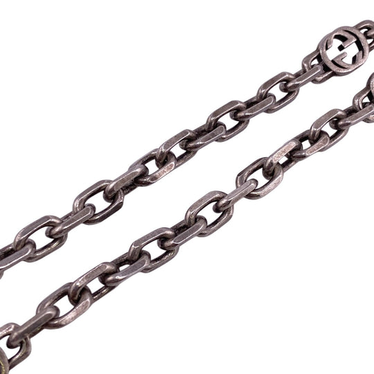 GUCCI Necklace Silver925 Silver Interlocking G(Unisex) Used Authentic