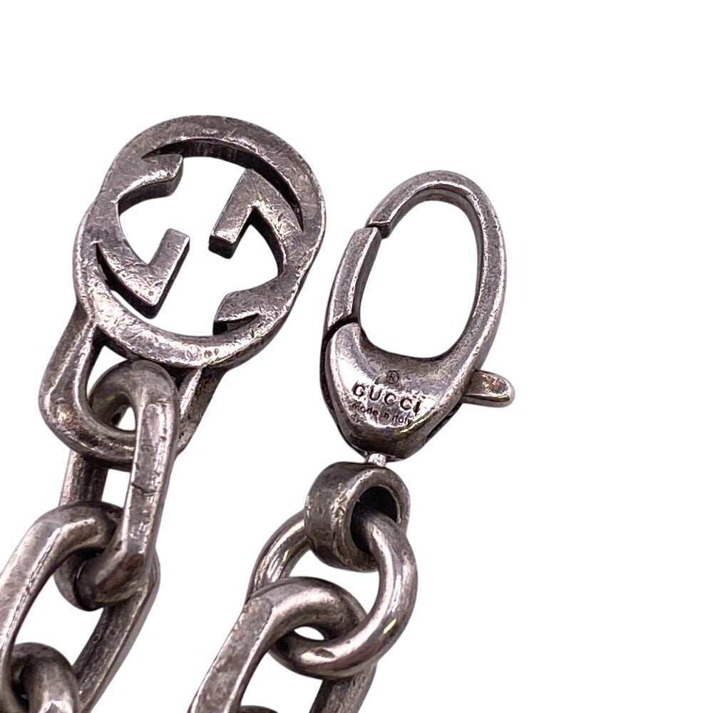 GUCCI Necklace Silver925 Silver Interlocking G(Unisex) Used Authentic