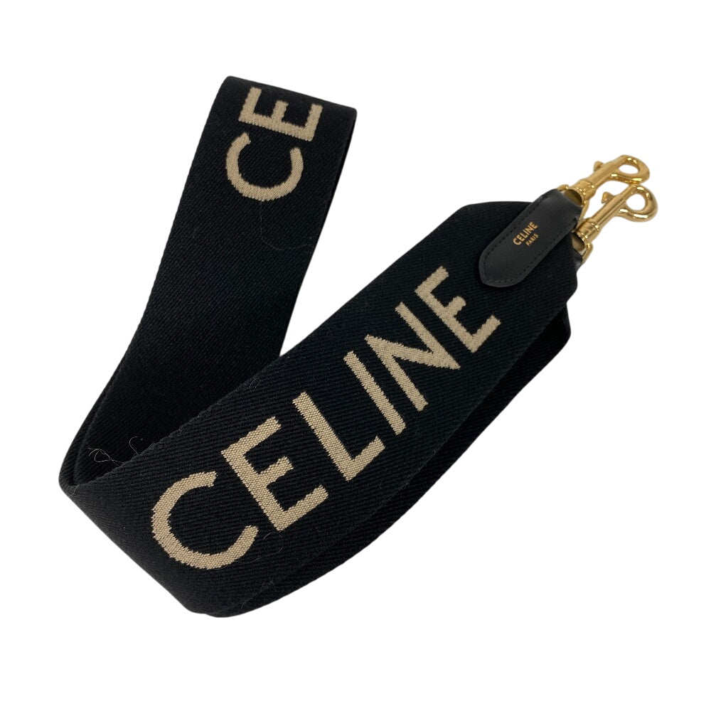 CELINE Shoulder strap canvas black jacquard long strap Women Used Authentic