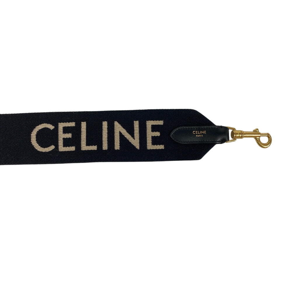 CELINE Shoulder strap canvas black jacquard long strap Women Used Authentic