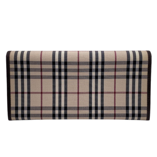 BURBERRY Long Wallet Purse Nylon, Leather Brown Nova Check