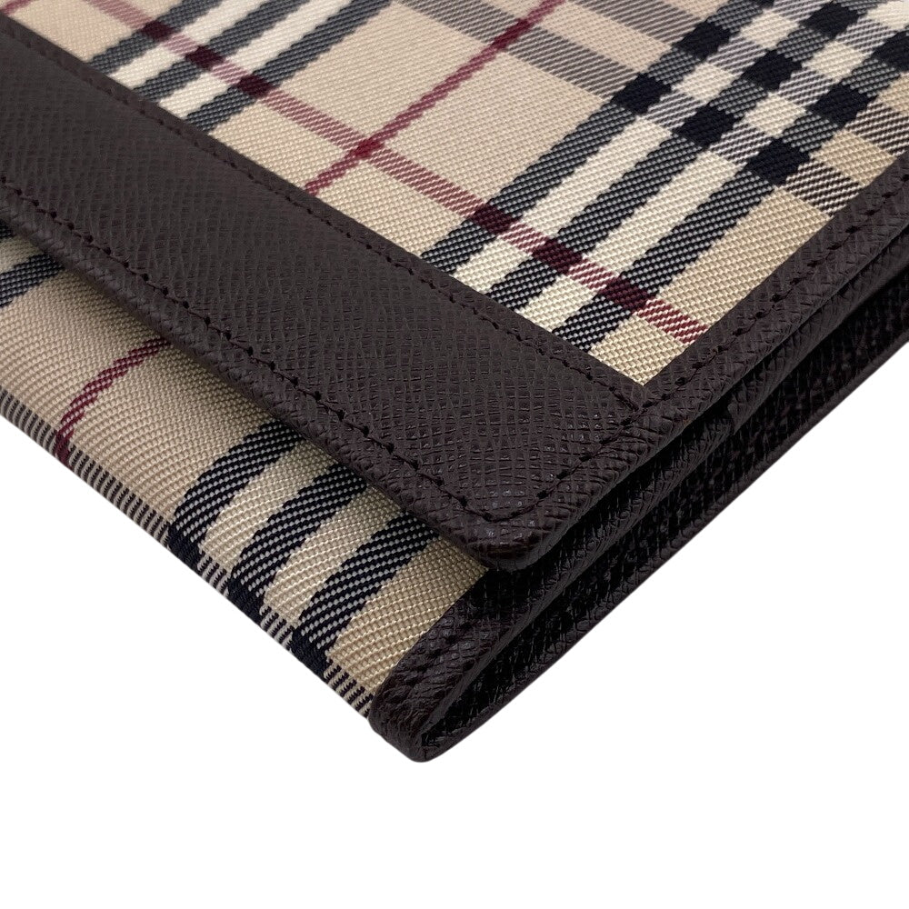 BURBERRY Long Wallet Purse Nylon, Leather Brown Nova Check