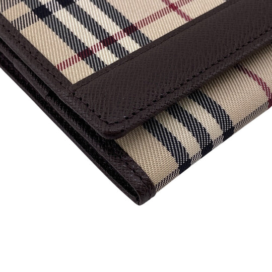 BURBERRY Long Wallet Purse Nylon, Leather Brown Nova Check