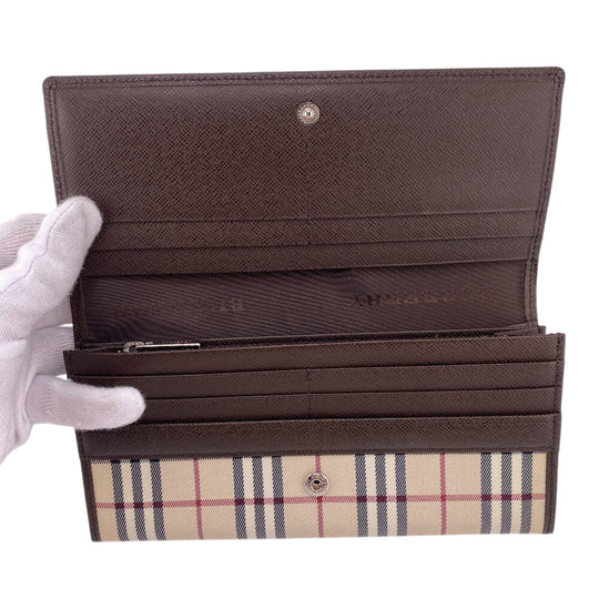 BURBERRY Long Wallet Purse Nylon, Leather Brown Nova Check