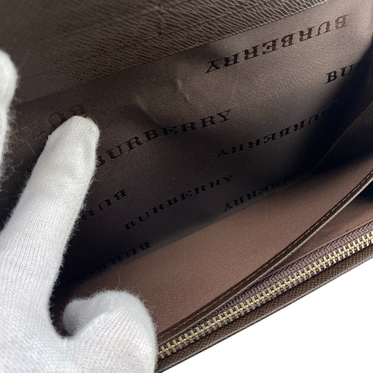 BURBERRY Long Wallet Purse Nylon, Leather Brown Nova Check