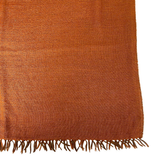 HERMES Scarf Cashmere, Silk Orange fringe Women Used Authentic