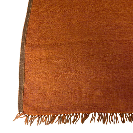 HERMES Scarf Cashmere, Silk Orange fringe Women Used Authentic