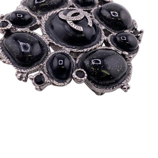 CHANEL Brooch C00V Metal, Resin black COCO Mark rhinestone Women Used Authentic