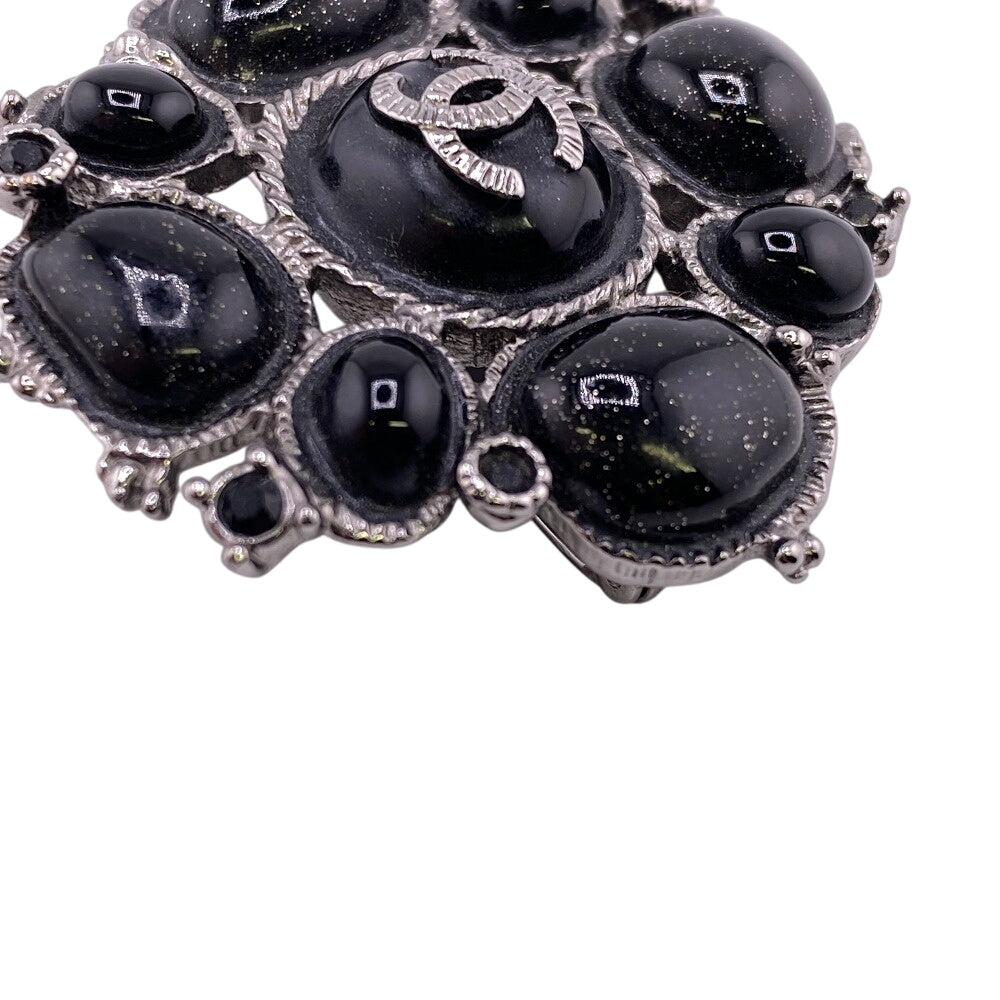 CHANEL Brooch C00V Metal, Resin black COCO Mark rhinestone Women Used Authentic