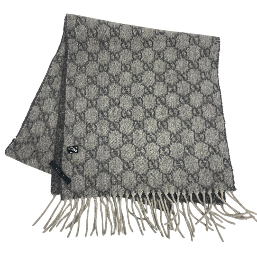 GUCCI Scarf cashmere gray GG pattern Women(Unisex) Used Authentic
