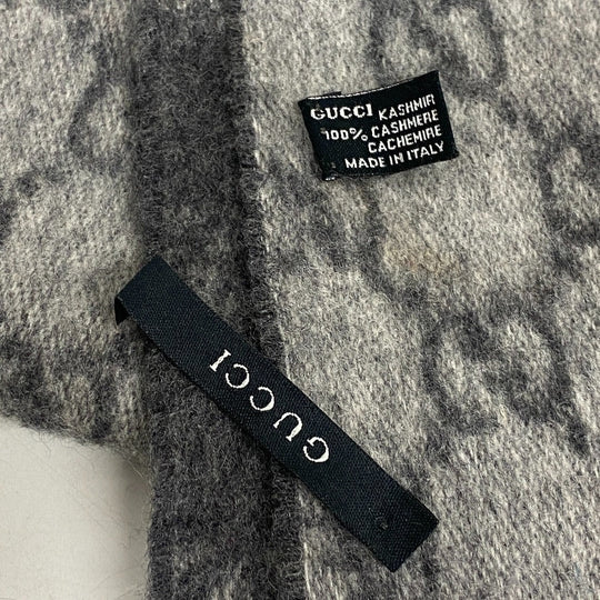 GUCCI Scarf cashmere gray GG pattern Women(Unisex) Used Authentic