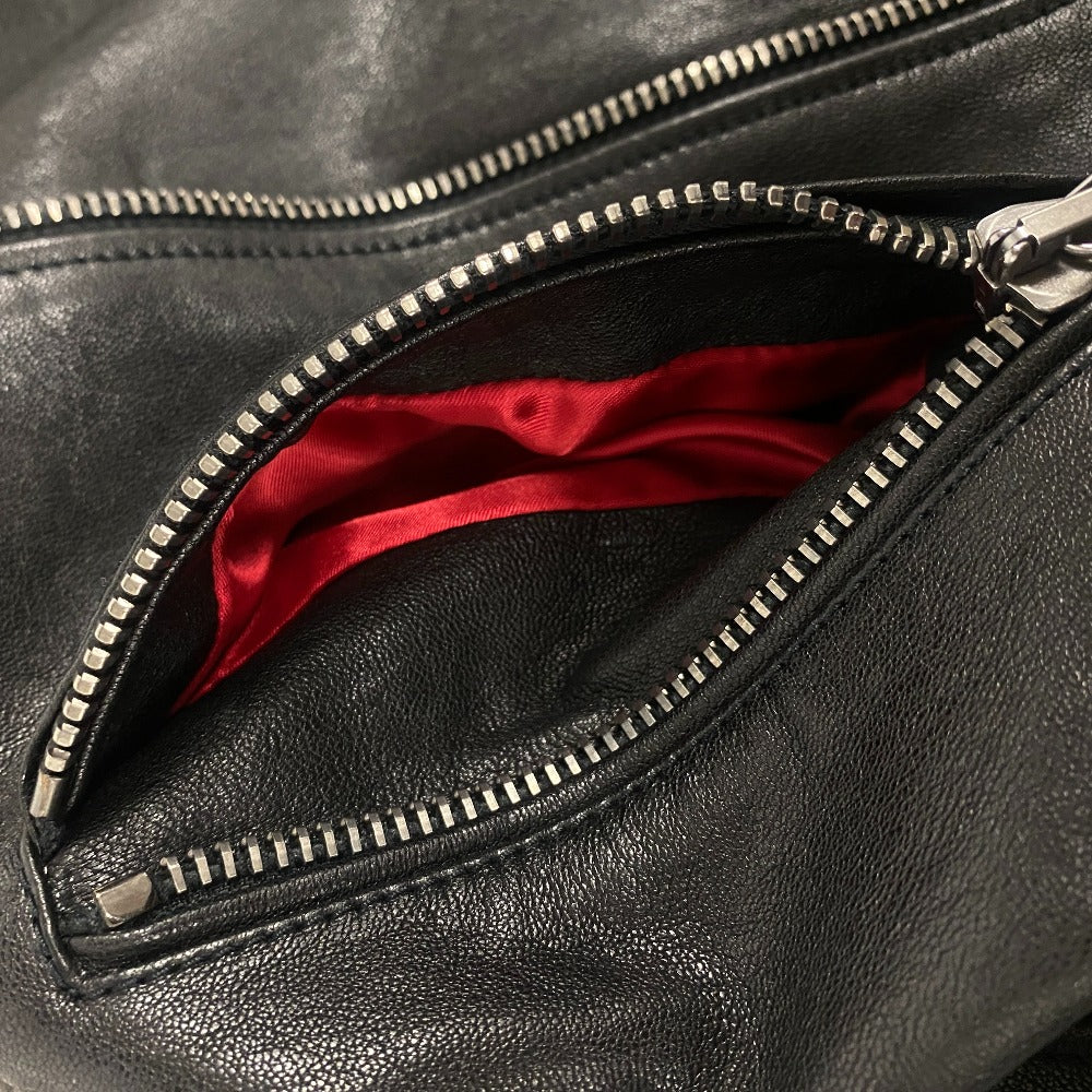 GUCCI Riders jacket 442668 Lambskin, Leather black TIGER EMBROIDERED BIKER JACKET mens 54 Used Authentic