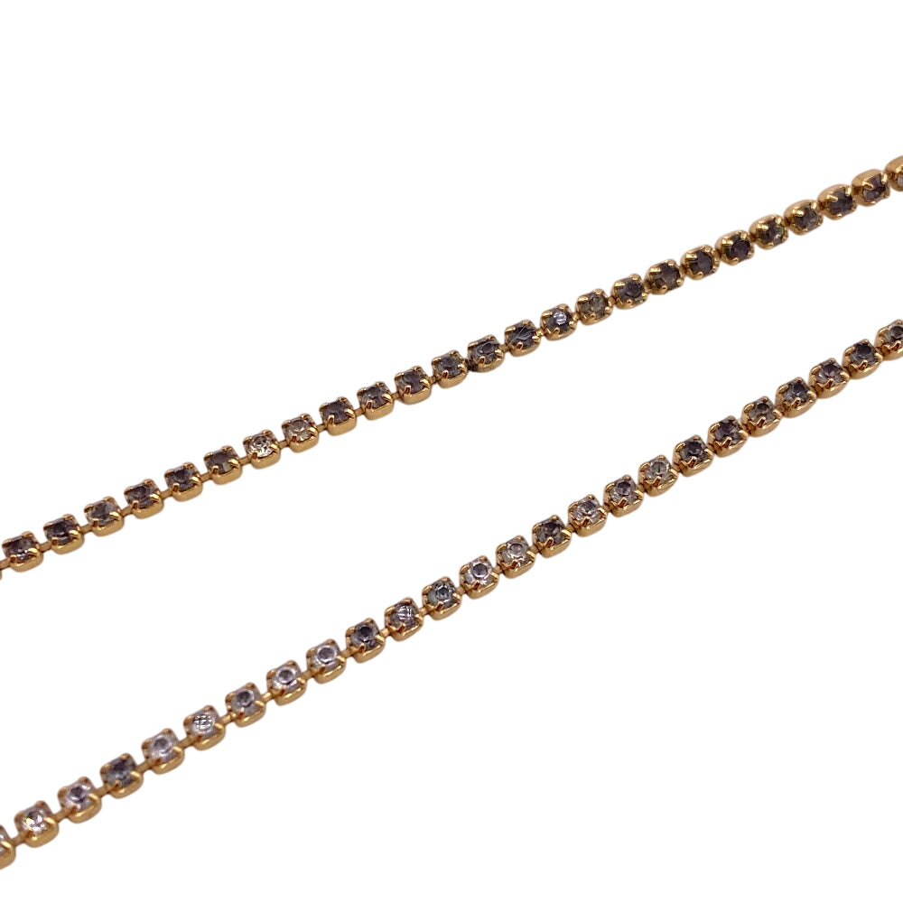 CELINE Necklace Metal, Stone gold Triomphe Sparkle Women Used Authentic