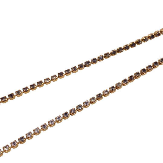 CELINE Necklace Metal, Stone gold Triomphe Sparkle Women Used Authentic