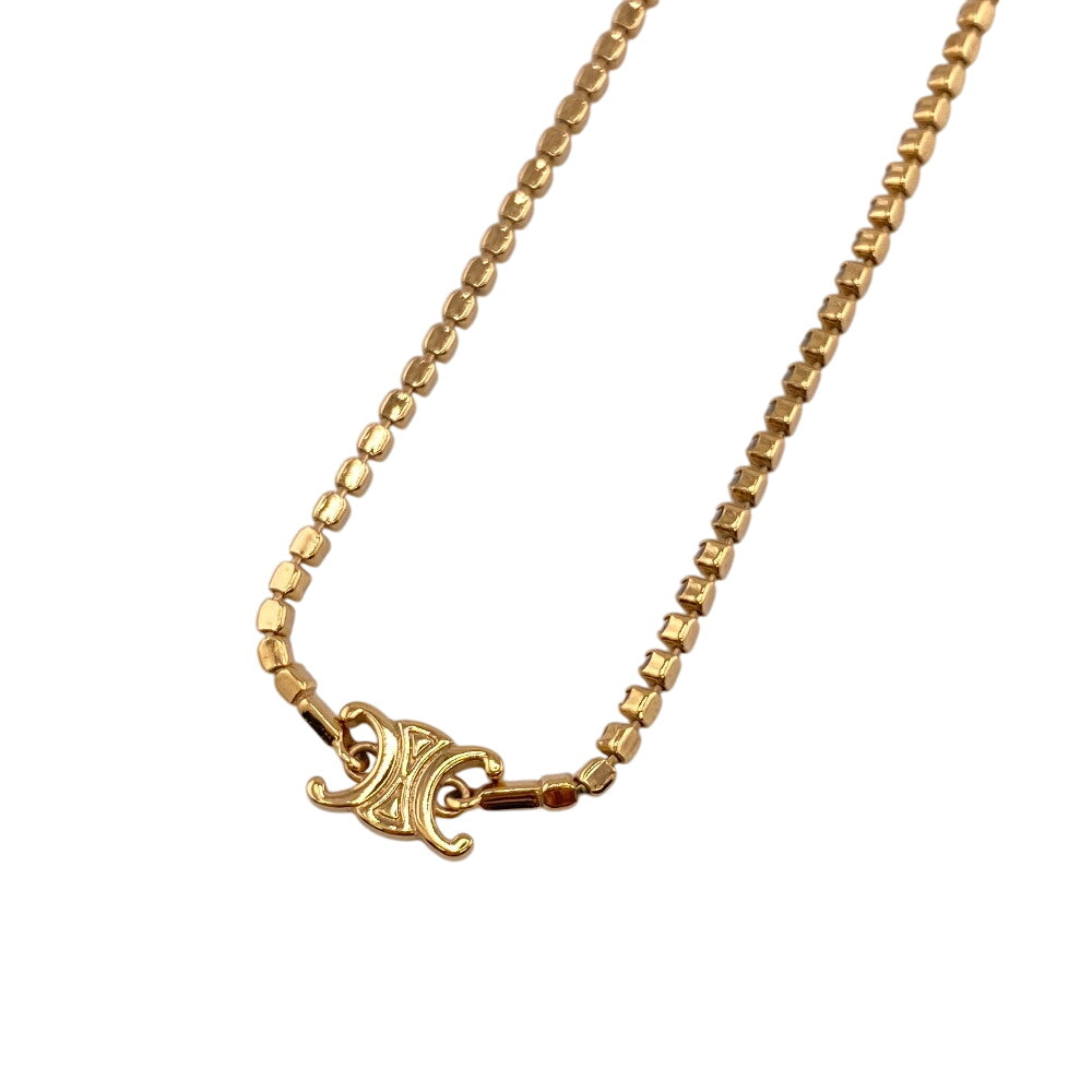 CELINE Necklace Metal, Stone gold Triomphe Sparkle Women Used Authentic