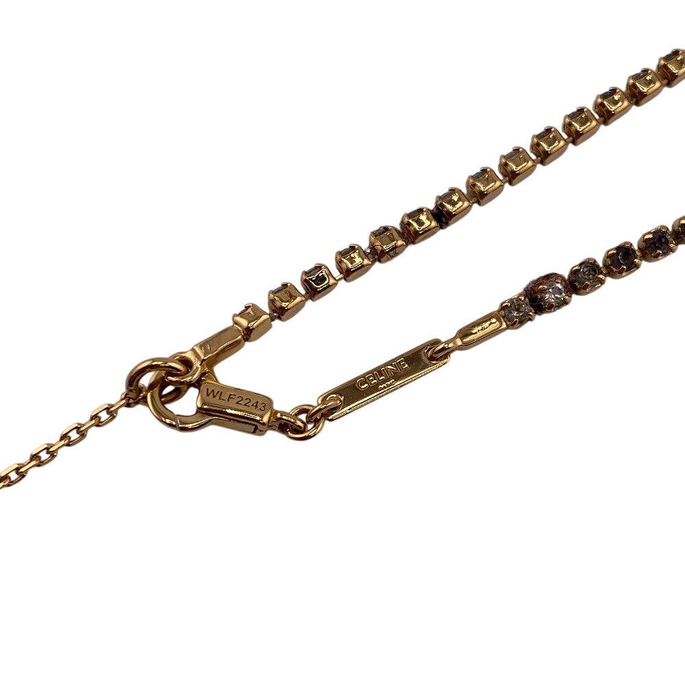 CELINE Necklace Metal, Stone gold Triomphe Sparkle Women Used Authentic