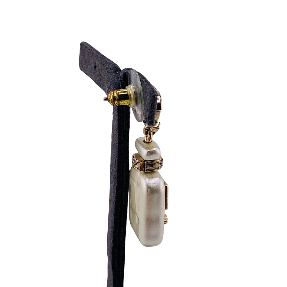CHANEL Pierce Gold Plated, Stone white COCO Mark No.5 A22S Women Used Authentic