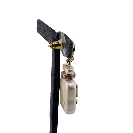 CHANEL Pierce Gold Plated, Stone white COCO Mark No.5 A22S Women Used Authentic