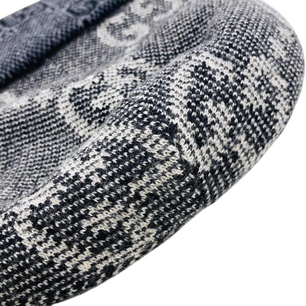 GUCCI Knit cap 716585 wool gray GG M 58 22cm