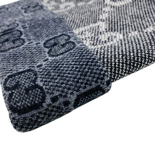 GUCCI Knit cap 716585 wool gray GG M 58 22cm