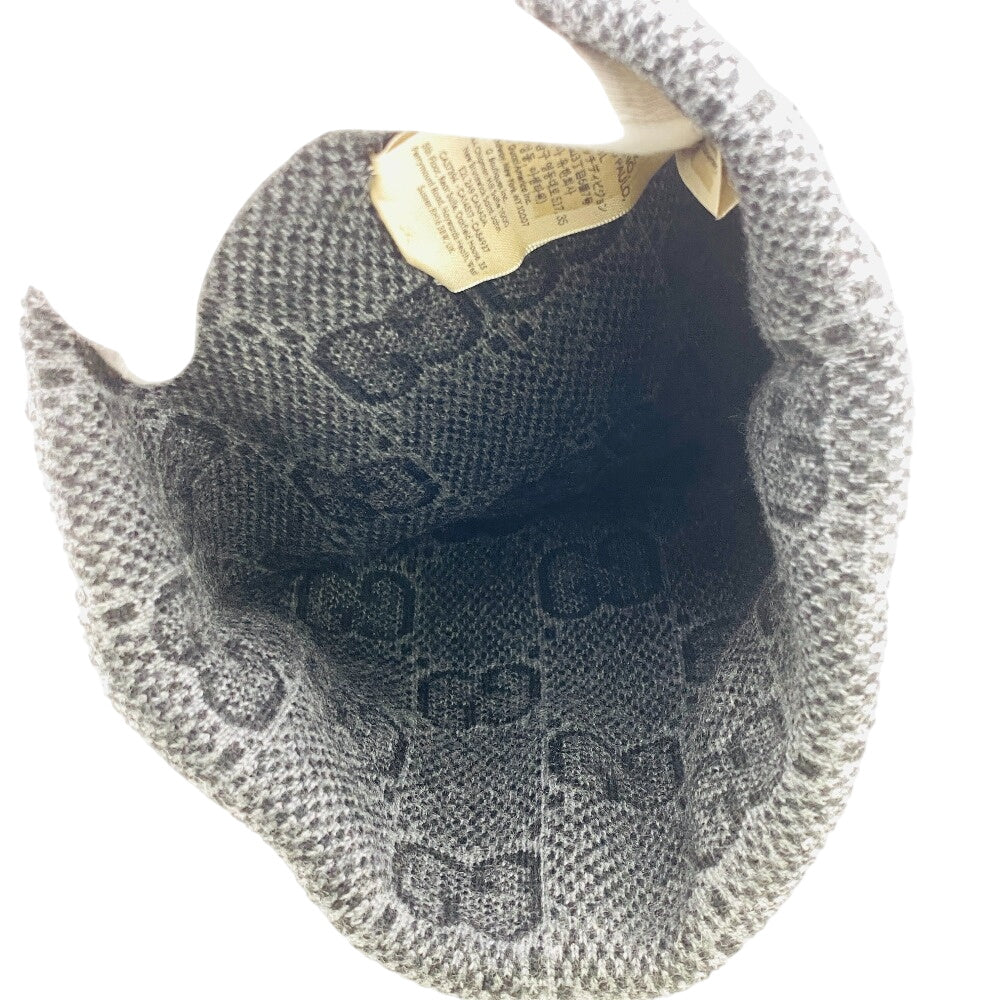GUCCI Knit cap 716585 wool gray GG M 58 22cm