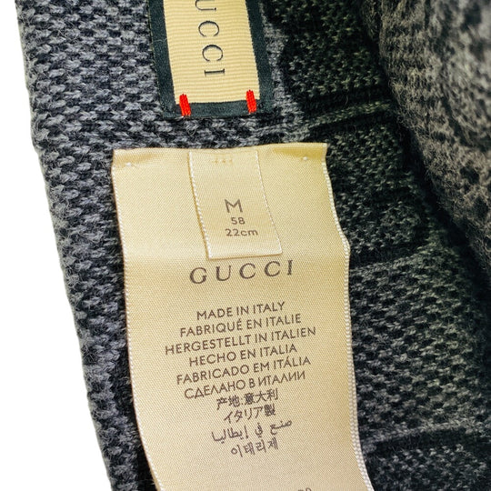 GUCCI Knit cap 716585 wool gray GG M 58 22cm