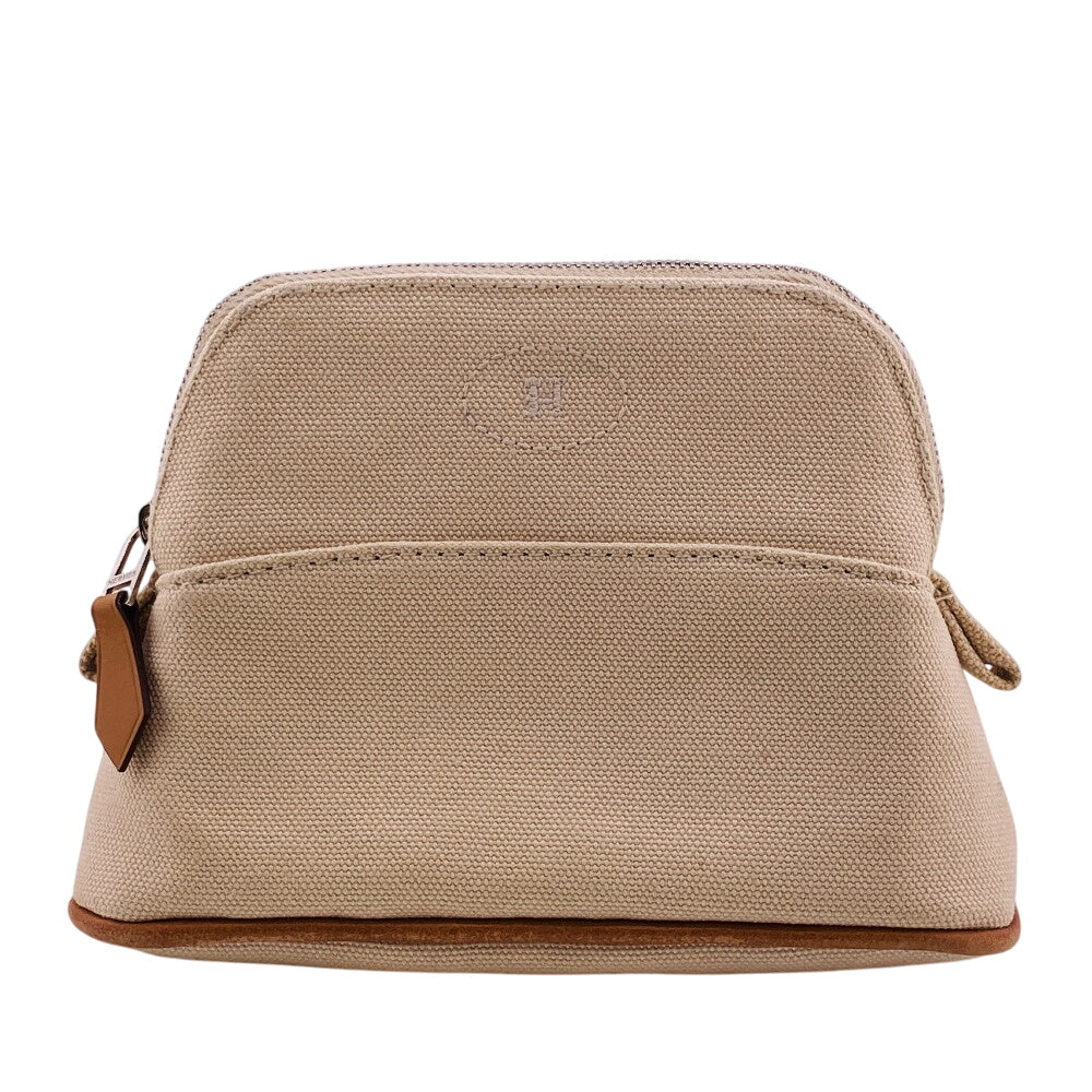 HERMES Pouch canvas beige Bollid pouch mini Women Used Authentic
