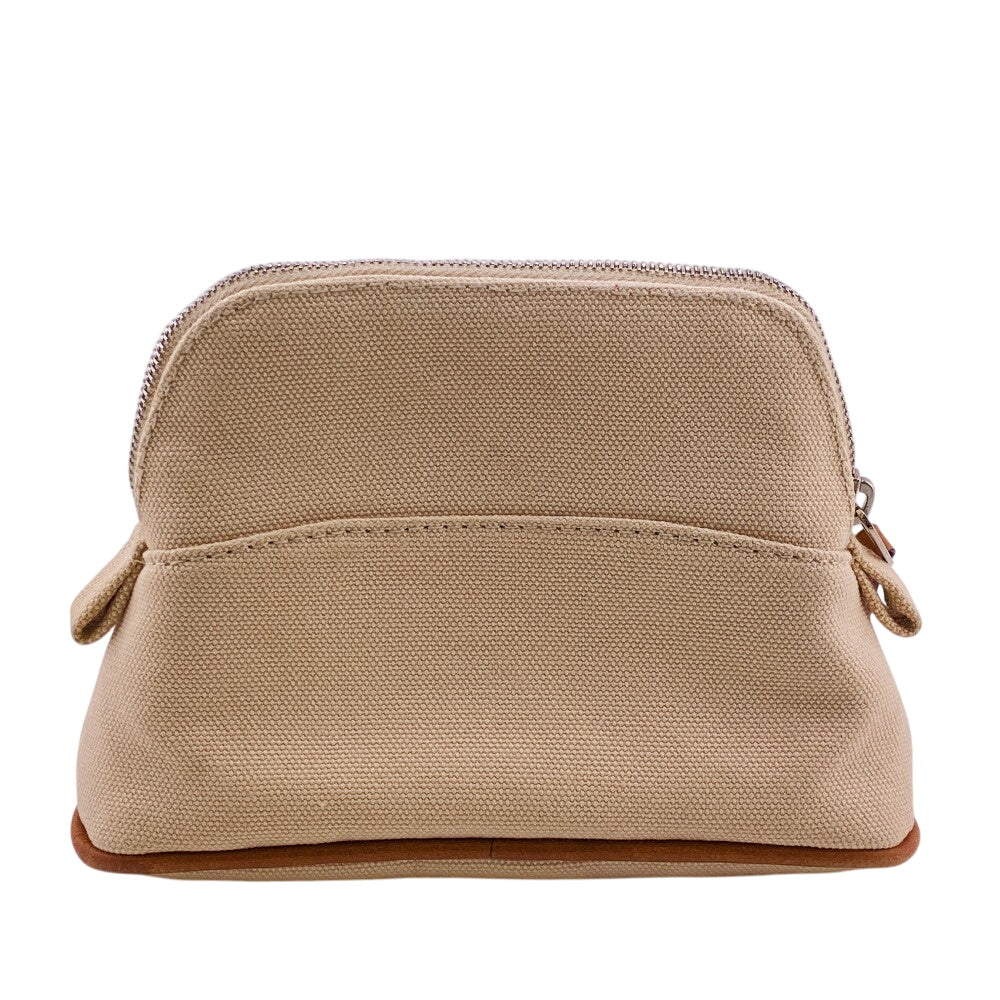 HERMES Pouch canvas beige Bollid pouch mini Women Used Authentic