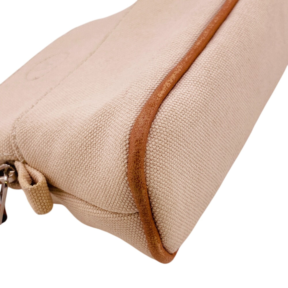 HERMES Pouch canvas beige Bollid pouch mini Women Used Authentic