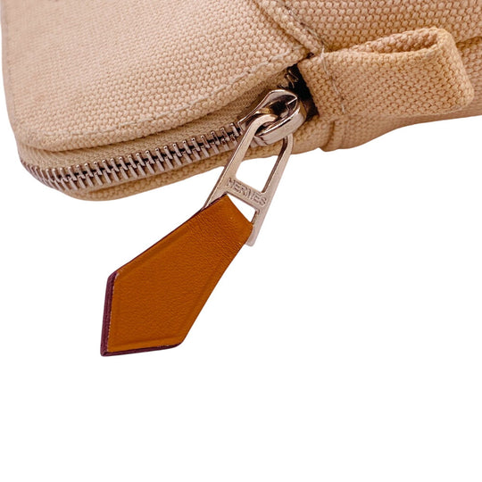 HERMES Pouch canvas beige Bollid pouch mini Women Used Authentic