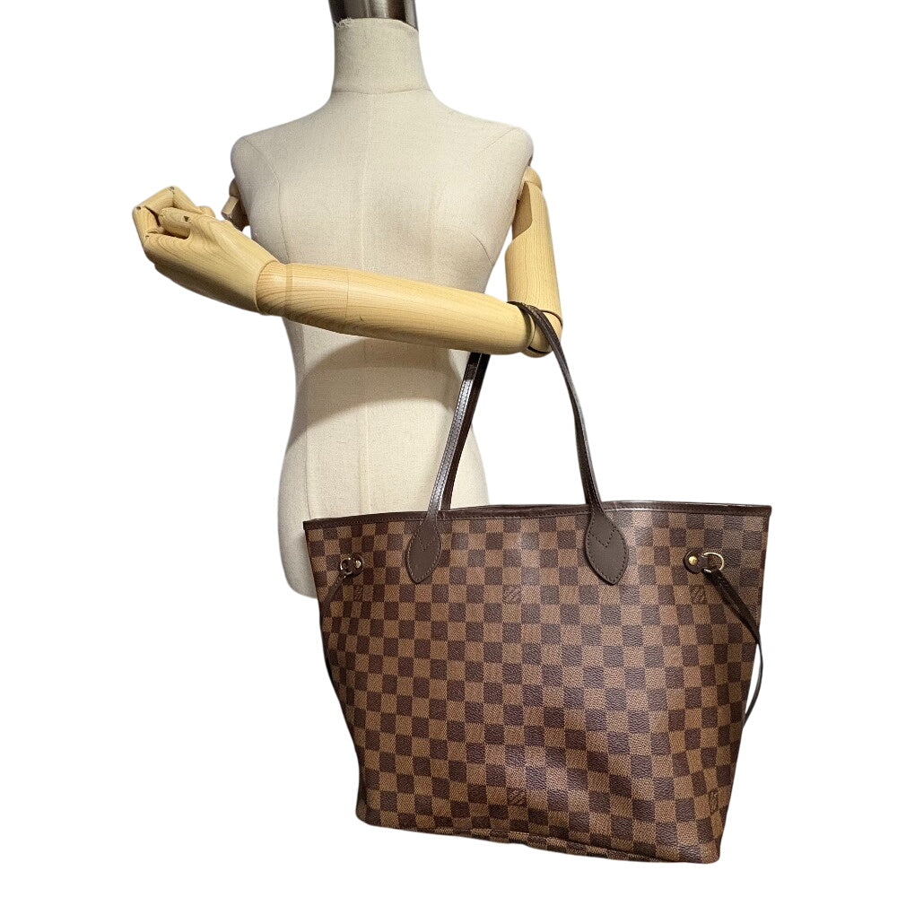LOUIS VUITTON Tote Bag N41603 leather Brown Damier Neverfull MM Women Used Authentic