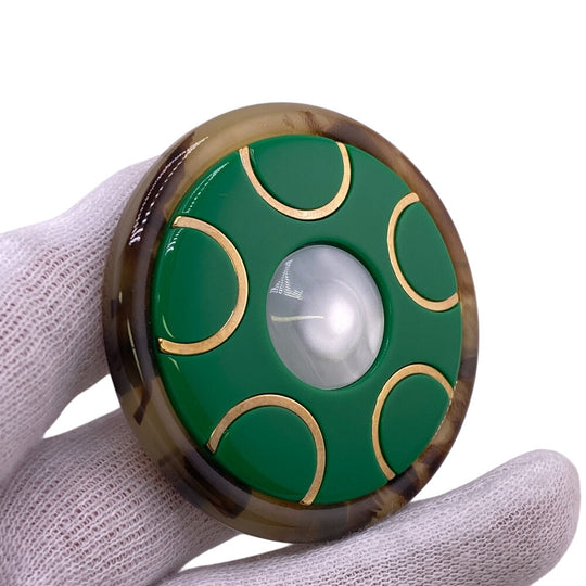 MIUMIU Earring Gold Plated, Resin green ring Women Used Authentic