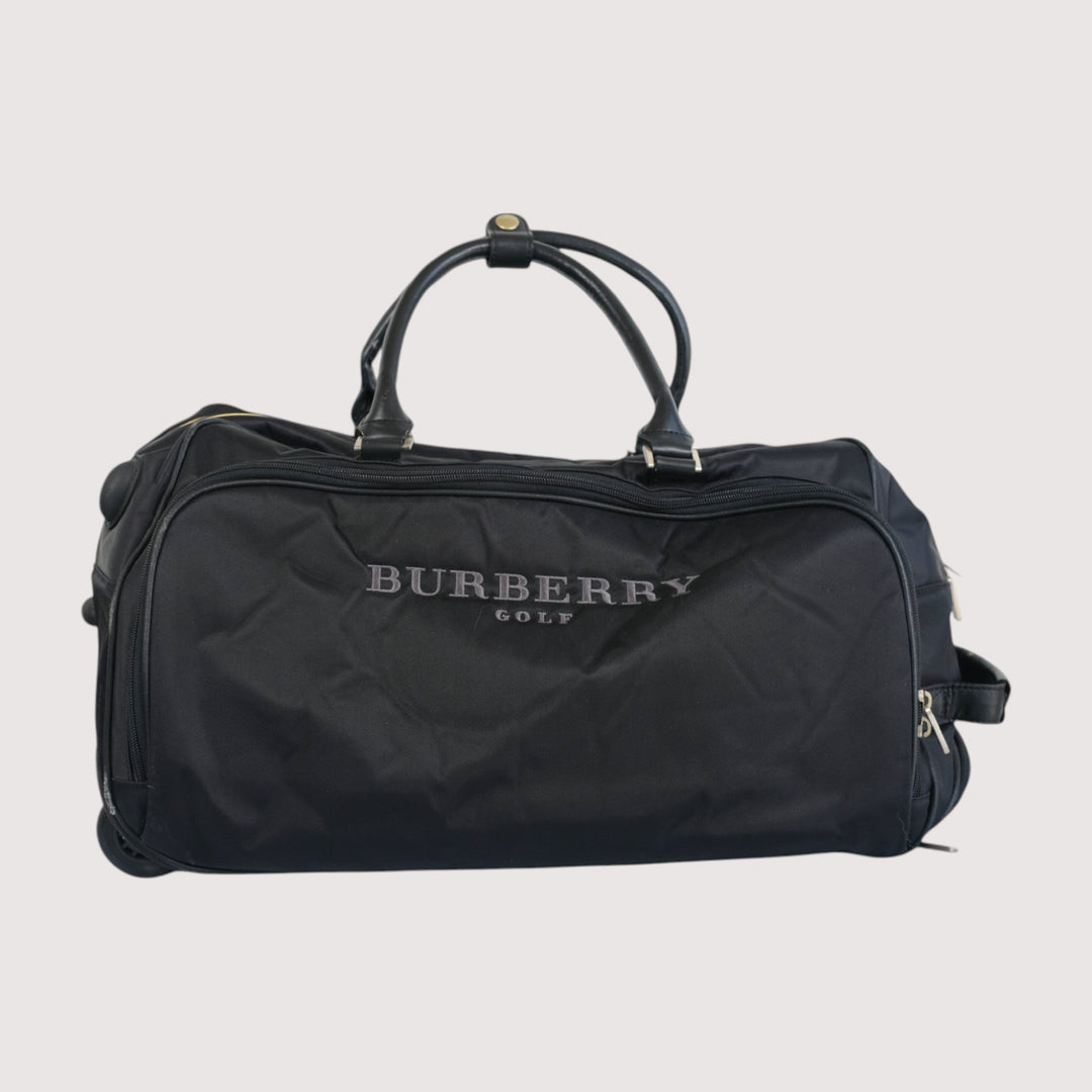 Burberry Golf Travel Bag Black Nylon Unisex Rolling Luggage Carry-On Tote